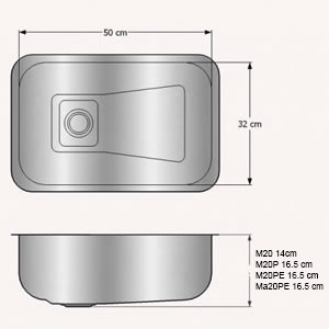 Piletas de cocina simple M-20 PE