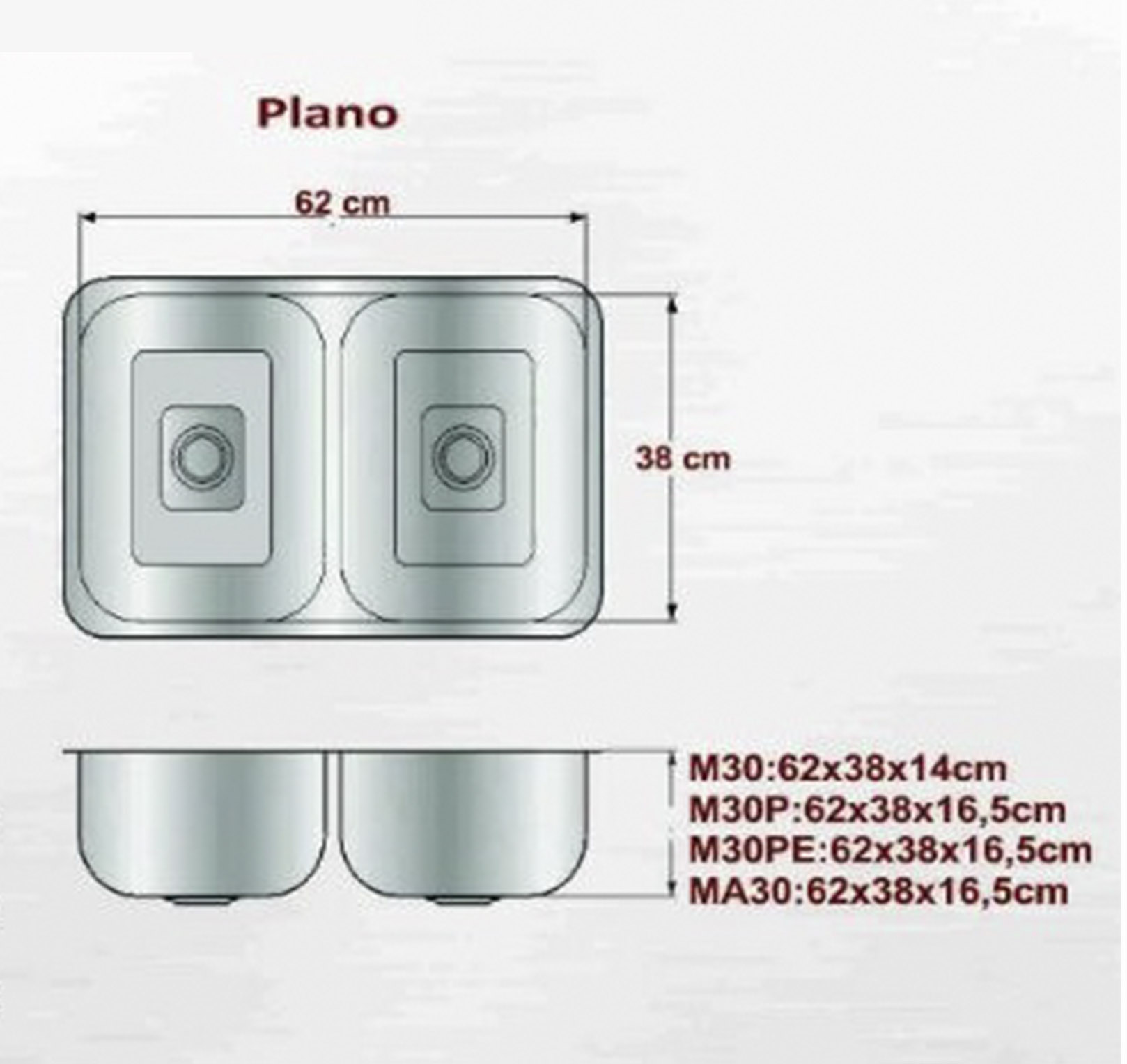 Piletas de cocina dobles M-30